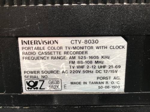 INTERVISION TV RADIO CASSETTE COMBI,  VINTAGE COLLECTORS ITEM