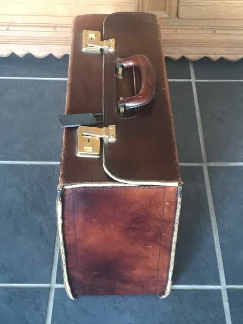 Pilot Leather Case , travel bag, vintage, from the 70s/80s Germany, size approx:18cm x 31cm x 45cm