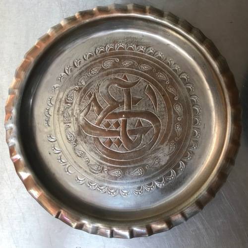 2 x Old copper wall plate, 18,5cm diameter, vintage, rare,