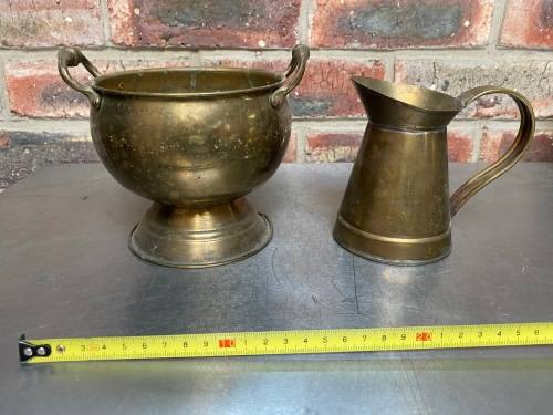 Brass Lot 1 pot and jug vintage , collectors item