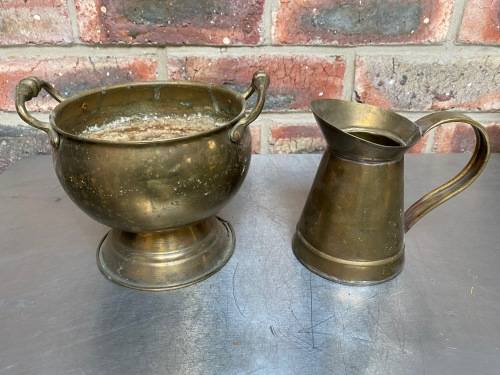 Brass Lot 1 pot and jug vintage , collectors item