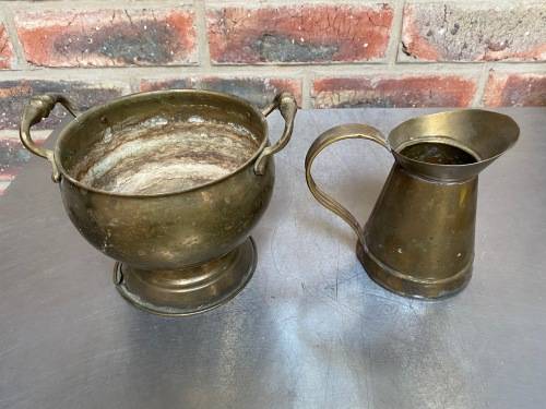 Brass Lot 1 pot and jug vintage , collectors item
