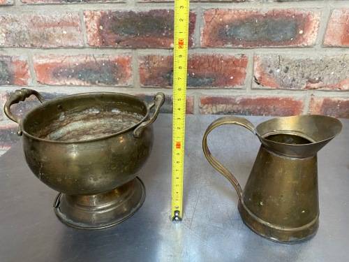 Brass Lot 1 pot and jug vintage , collectors item