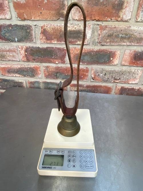 Brass Hand Bell with leather strap, collectors item, vinatge