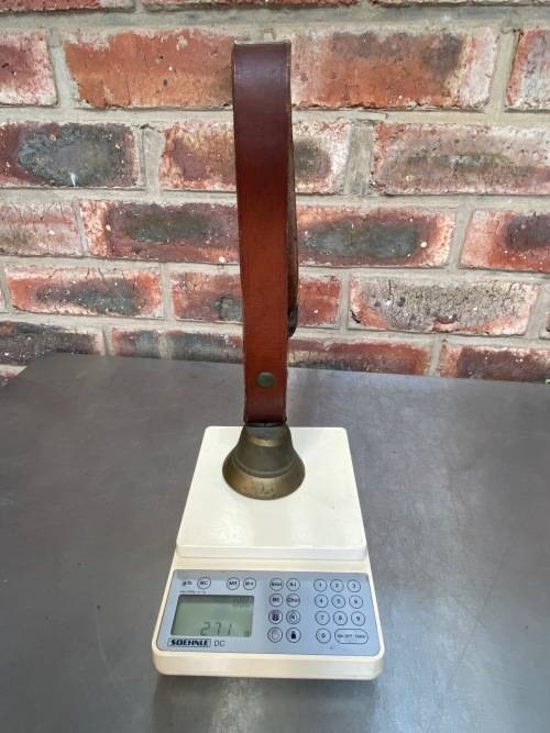 Brass Hand Bell with leather strap, collectors item, vinatge