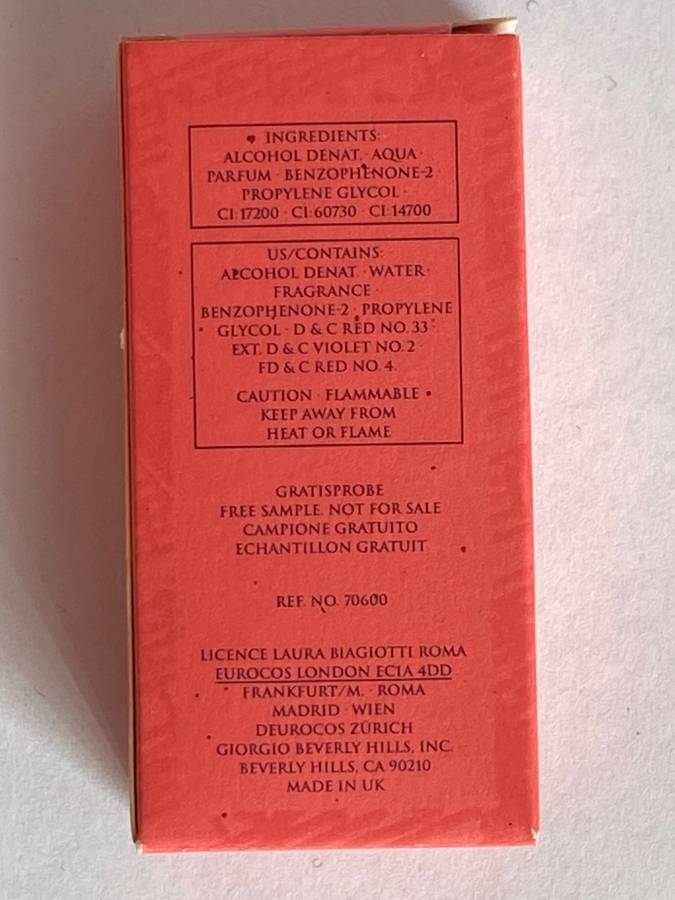1 x LAURA BIAGIOTTI SOTTO VOCE Eau de Toilette, 2ml bottle, rare, Vintage, Collectors item