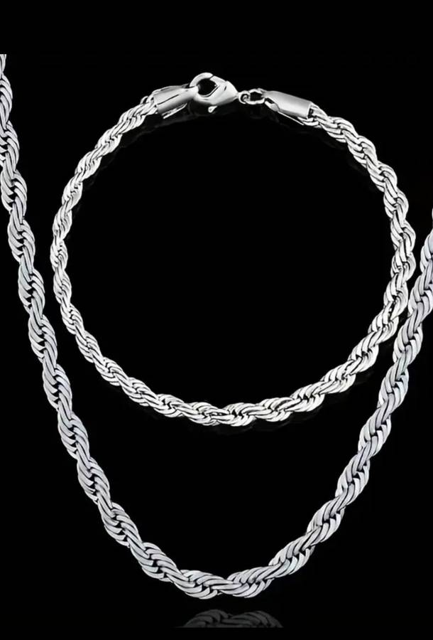 925 Silver plated Necklace and Bracelet Set