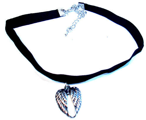 Angel Wing black Ribbon Choker