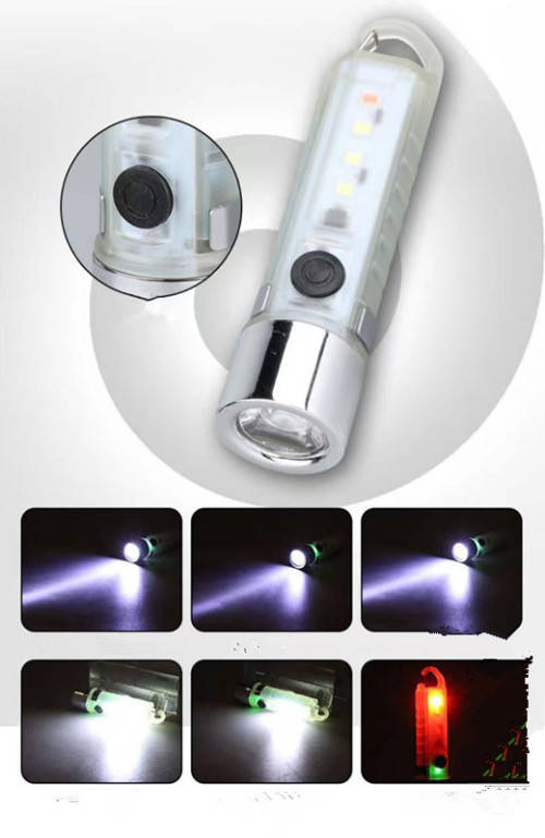 Strong Light Mini Zoom Transparent Pen Clip Flashlight
