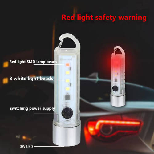 Strong Light Mini Zoom Transparent Pen Clip Flashlight