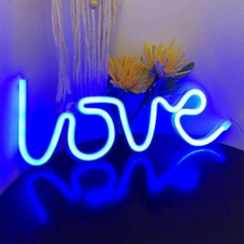 Love Neon Sign Lamp 15 cm x 2.3cm x 36cm Pink, Red, Blue, Warm White USB & Battery Operated