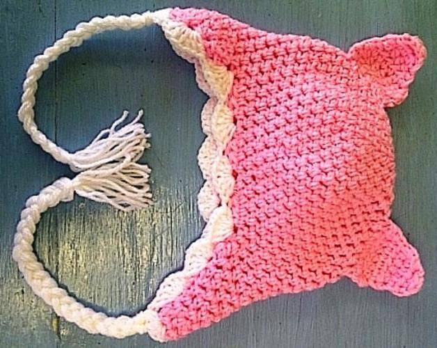 Crafty Stuff: Crochet Baby Kitty Cat Earflap hat with a frill, makes a great photo prop