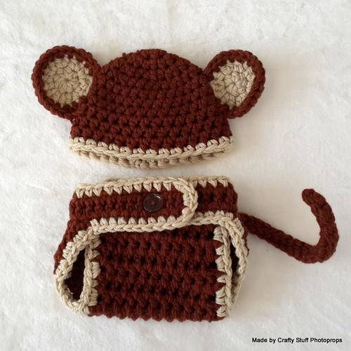 Crafty Stuff:  Crochet  Monkey hat and nappy cover set 0-3 months