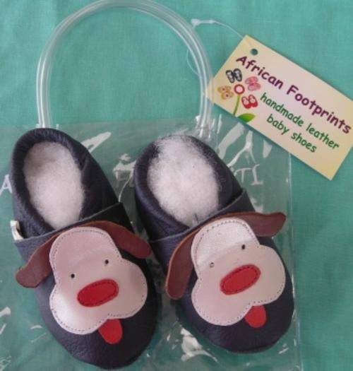 SALE PRICE!! Soft Leather Baby Shoes: BLUE PUPPY