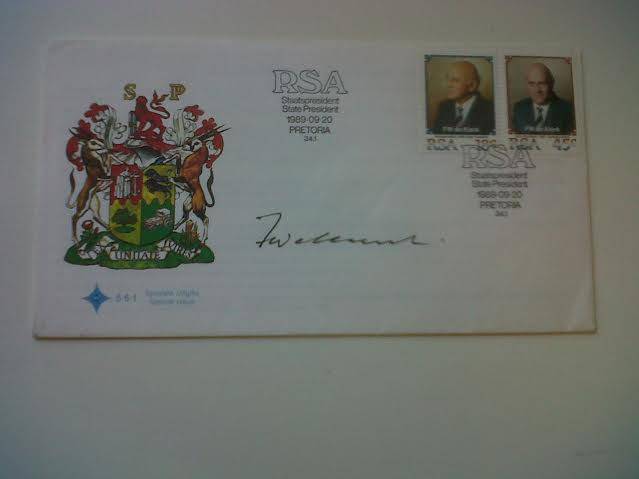 F.W de Klerk FDC - Autographed
