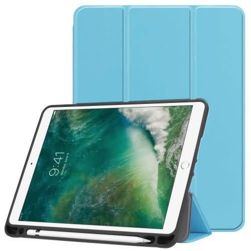 iPad 2017 / 2018 Tri Fold Smart Cover With Pencil Slot - Light Blue