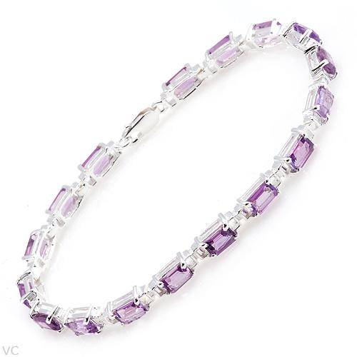 Terrific Brand New Bracelet With 9.35ctw Genuine Amethysts Well Made in 925 Sterling silver.