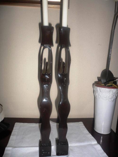 Ghaniaan Carved Wooden Candle Holders