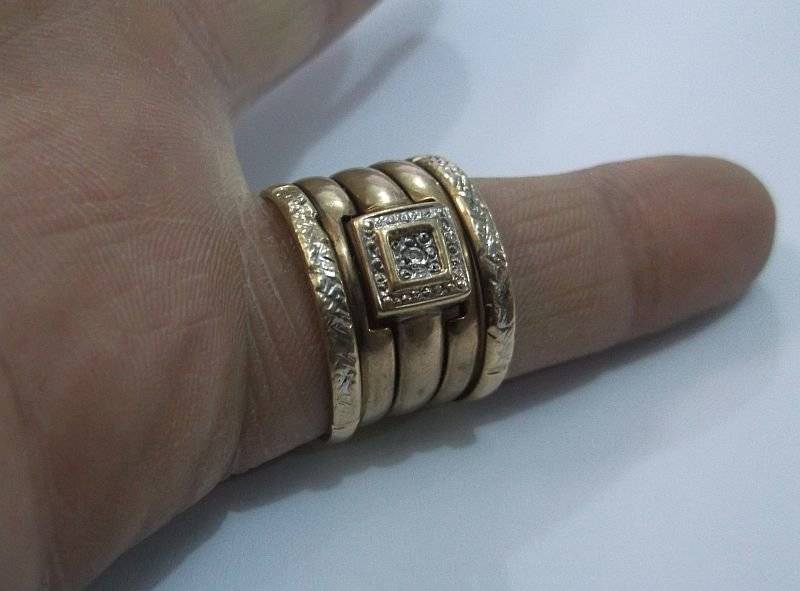 A MARVELOUS SOLID 9 CARAT GOLD 5 IN ONE DIAMOND RING ....BIG ...BOLD ...BEAUTIFUL !!!