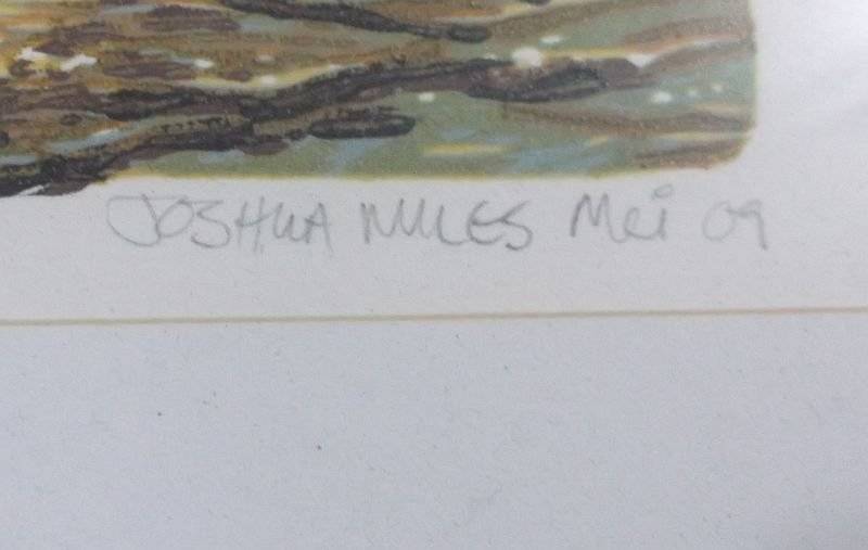 RARE FIND !! A LIMITED EDITION NUMBERED AND SIGNED WOODCUT PRINT BY FAMOUS SA ARTIST JOSHUA MILES