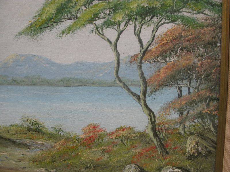 A STUNNING ORIGINAL OIL ON BOARD OF A RIVER AND LANDSCAPE BY ARTIST DIEUWIE HOLTHUYSEN DATED 1983