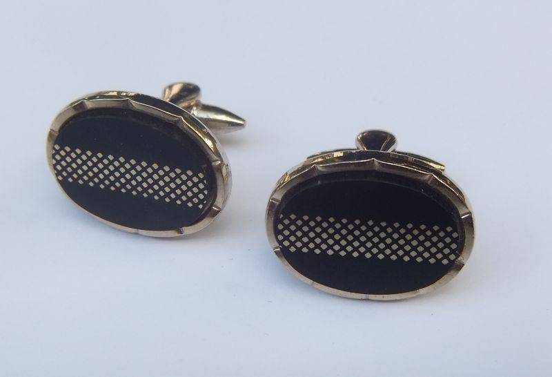 SALE !! LOW LOW R50 START - FREE COMBINING - VINTAGE CUFFLINKS - ONYX LOOK