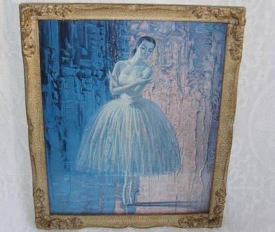 COLLECTABLE - FREE SHIPPING - BALLERINA - RARE TRETCHIKOFF PRINT - ORIGINAL FRAME