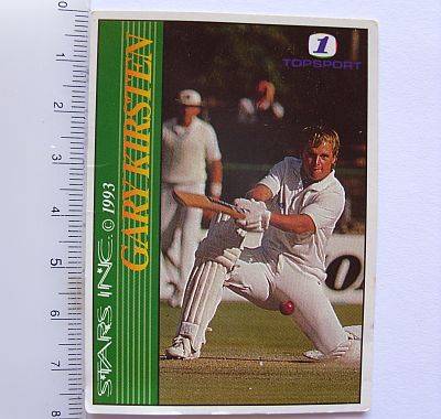 CRICKET TRADING CARD - TOPSPORT TV 1 - 1993 - GARY KIRSTEN