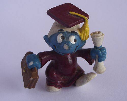 1970`s / 80`s VINTAGE SCHOLAR SMURF BY PEYO - WEST GERMANY