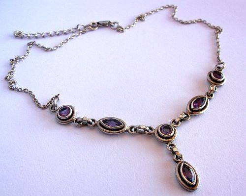 WOW WOW WOW !!! THE MOST EXCEPTIONAL STERLING SILVER NECKLACE SET WITH FACETED AMETHYSTS !!! TAKE ME