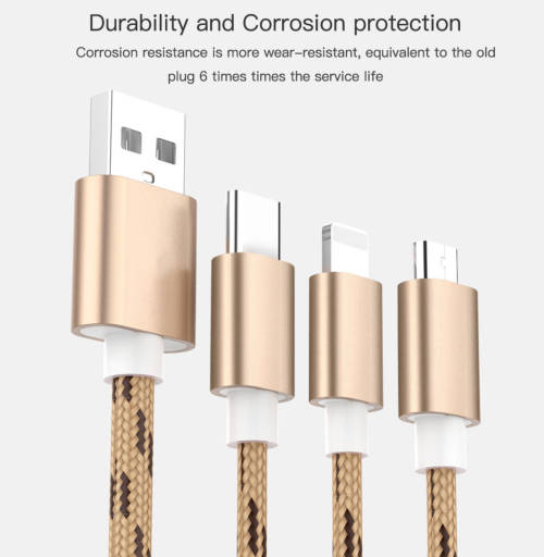 GOLD 3-in-1 USB charging cable