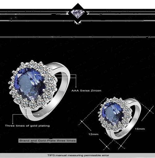 Exquisite! Luxury British Princess Engagement Style Ring - Platinum Colour - Size 8 (P 1/2)