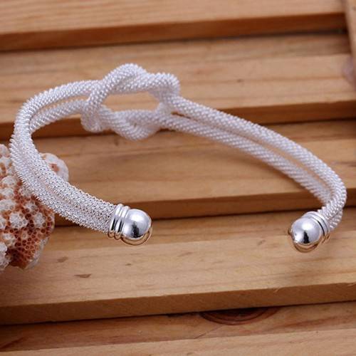 Beautiful! New 925 Sterling Silver Filled Open Cuff Eternity Knot Bangle - Adjustable