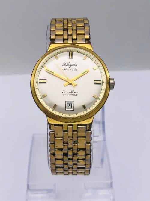 *LLOYDS MENS GOLD AUTOMATIC WATCH* 21 JEWELS!
