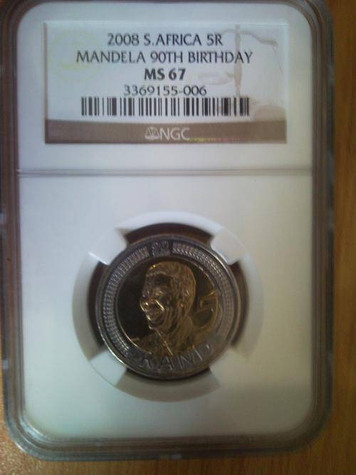 MS67 HIGH GRADE Mandeala 90th Birthday GRADED R5 Coin