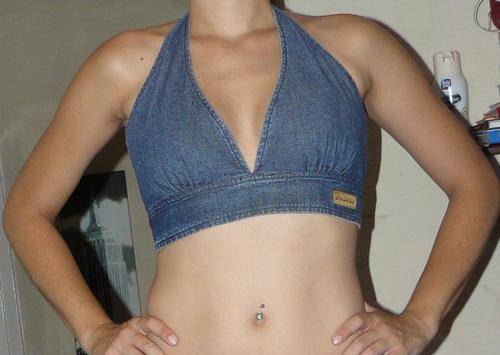Denim "bikini top" woolworths basics by Craig Native - Size 12