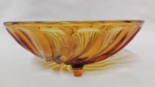 Amber glass bowl - footed