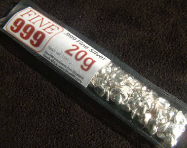 .999 fine silver granules/nuggets/pellets by fine999.com