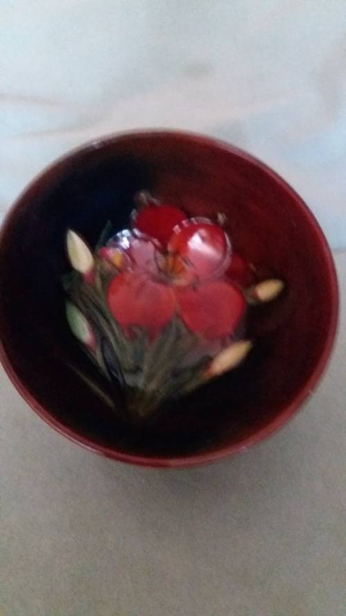 Vintage Moorcroft Hibiscus Flambe Footed Bowl