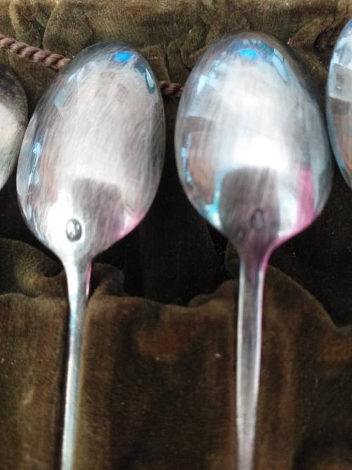 Vintage Set Of Boxed Silver?? Demitasse Spoons