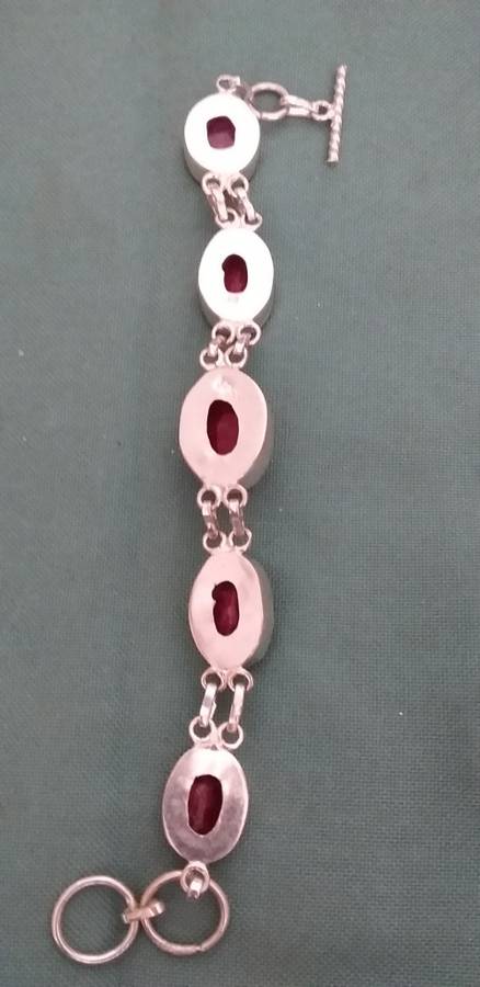 Ruby Quartz Gemstone Link Bracelet