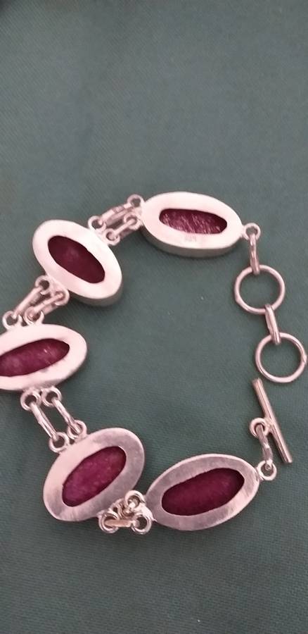 Ruby Quartz Gemstone Link Bracelet