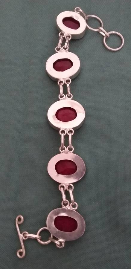 Ruby Quartz Gemstone Link Bracelet