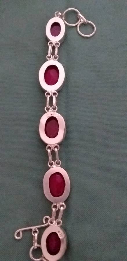 Ruby Quartz Gemstone Link Bracelet