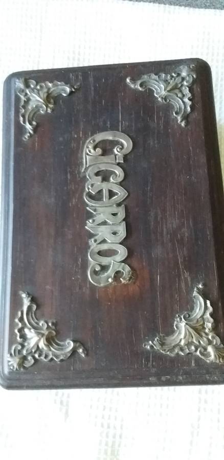 Vintage Silver And Wood Cigar Box