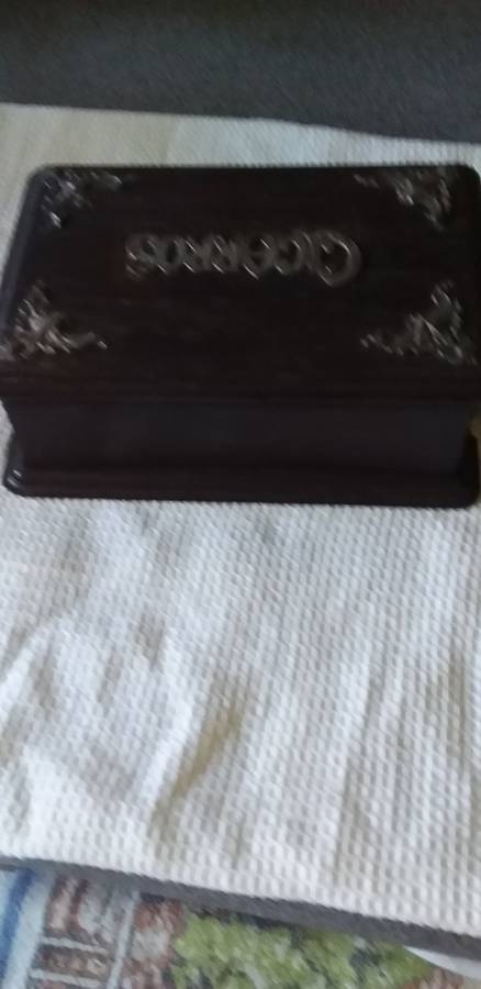 Vintage Silver And Wood Cigar Box