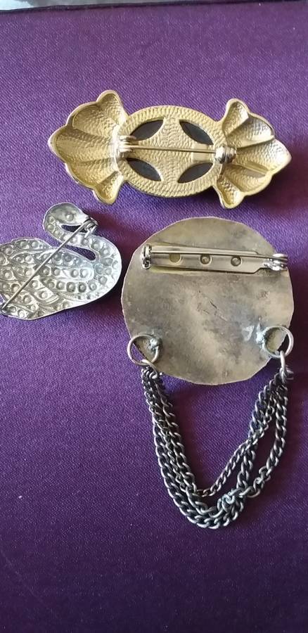 Job Lot Of  Three Vintage Brooches - (1 bid )