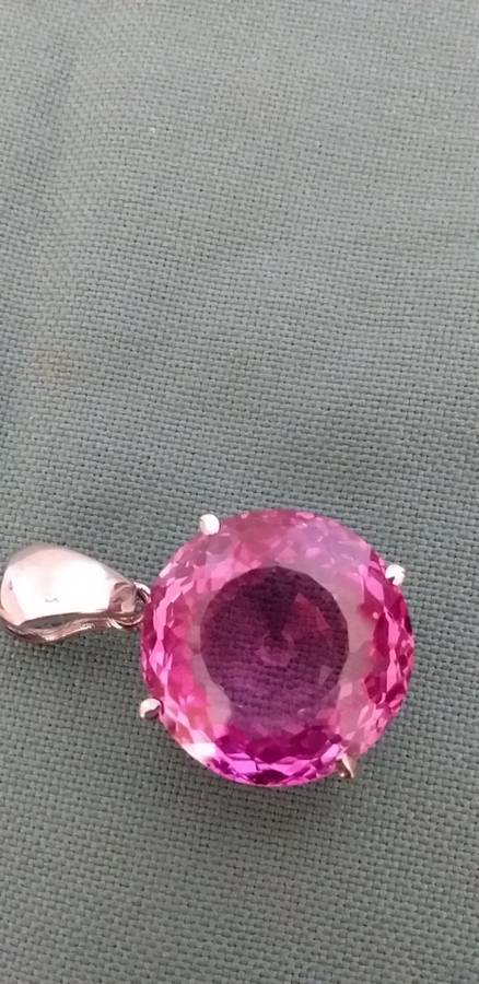 Large Pink Synthetic Topaz Pendant