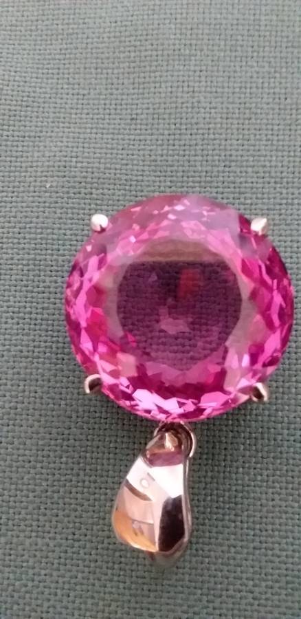 Large Pink Synthetic Topaz Pendant
