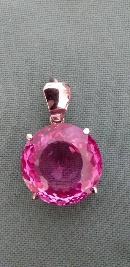 Large Pink Synthetic Topaz Pendant